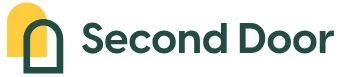 Second Door logo featuring a yellow arch and green text, representing a partner in physical therapy services for NLPT members.